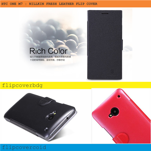 HTC One M7 - Nillkin Fresh Leather Flip Cover - Flip Cover Bandung flipcovercoid Indonesia
