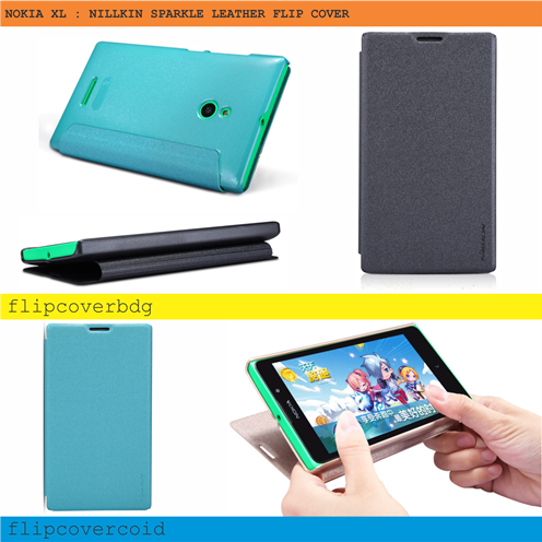 Nokia XL - Nillkin Sparkle Leather - Flip Cover Bandung flipcovercoid Indonesia